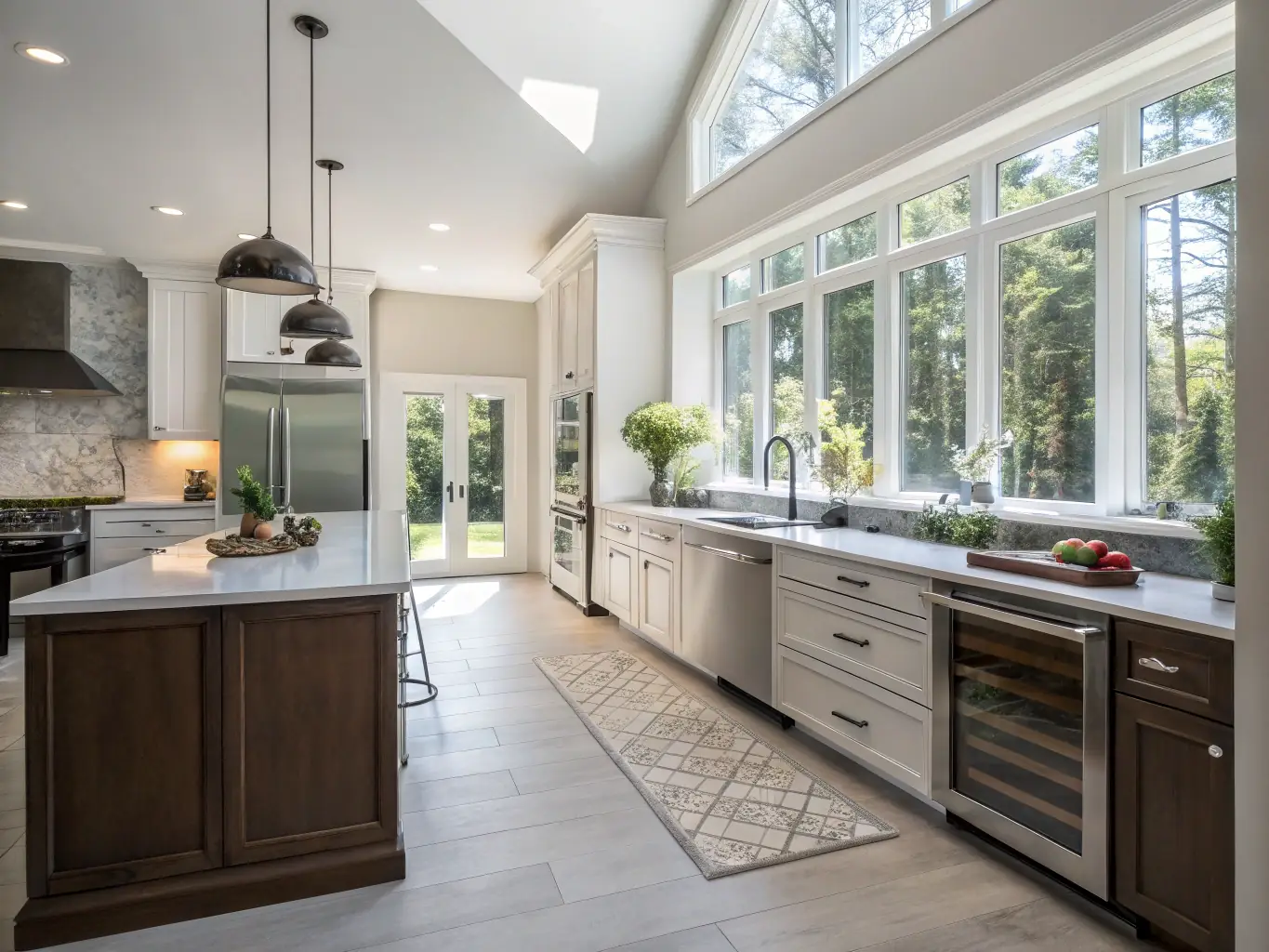 A bright, modern kitchen remodel with newly plastered walls, showcasing a clean and elegant design. The image should highlight the smooth finish achieved through expert plastering techniques.
